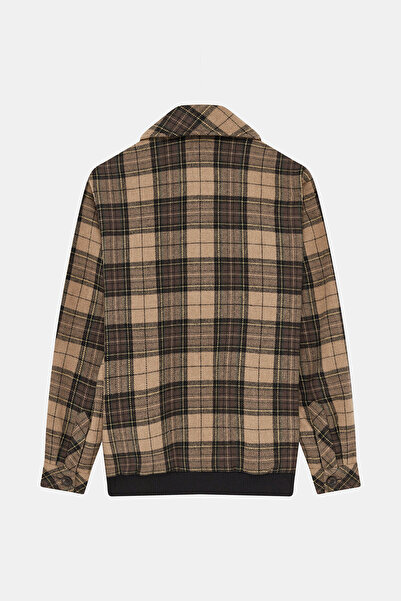 W Collection Beige Long Sleeve Plaid Wool Shirt