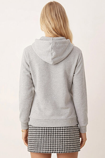 armonika Women's Gray Melange Inside Sh Fleece-Lined K Hooded Sweatshirt Arm-26K135014