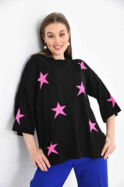 Park Karon Γυναικείο πλεκτό πουλόβερ με λαιμόκοψη oversized άνοιγμα