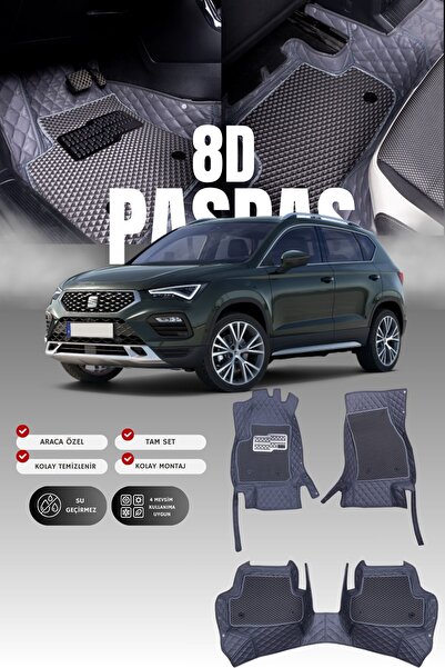 stiloto Seat Ateca (2016 ve sonrası) 8D Deri Havuzlu Oto Paspas | Tam Koruma,...