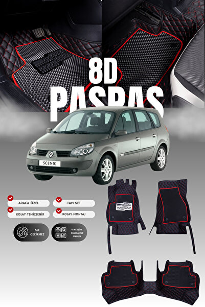 stiloto سجادة أرضية جلدية للسيارة رينو سينيك 2 (2004-2009) 8D |   حماية كاملة...