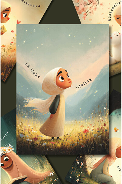 Muslim Walk Esmelyn - Tesettürlü 5'li İslami Çerçevesiz A5 Poster Seti