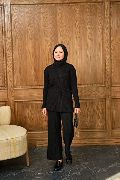 LOCCO Set de tricotaje guler rotund pentru femei, negru