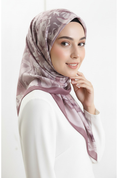 sefamerve Κεχριμπαρένιο κασκόλ με σχέδιο 70325-05 Plum