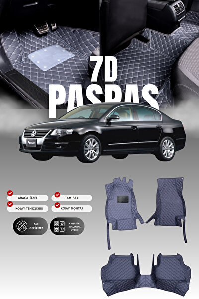 stiloto فولكس فاجن باسات B6 (2006-2010) سجادة أرضية للسيارة من الجلد 7D |   ح...