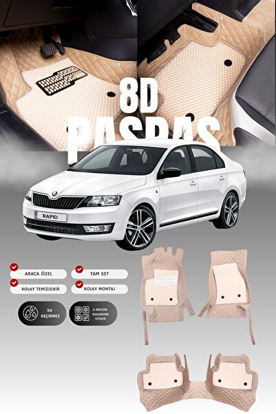 stiloto سجادة أرضية جلدية للسيارة سكودا رابيد (2013-2019) 8D |   حماية كاملة،...