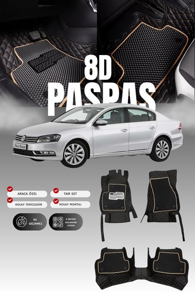 stiloto Volkswagen Passat B7 (2011-2014) 8D Deri Havuzlu Oto Paspas | Tam Kor...