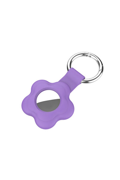 UnDePlus Flower Patterned Colorful Airtag Silicone Keychain Case with Detachable Clip