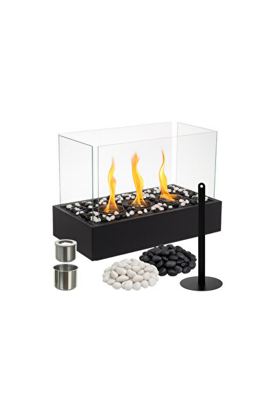 Kaminer Șemineu decorativ cu biocombustibil, ardere 60 minute, fără fum, 45x3...