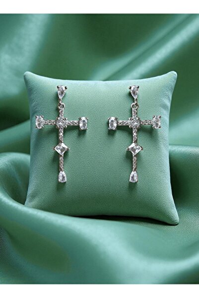 Mira Glam Cercei cruce cu pietre zirconiu