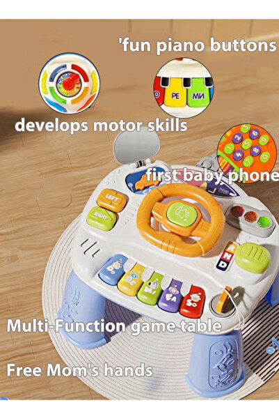 Generic طاولة أنشطة ألعاب الأطفال، لعبة عجلة القيادة، لعبة حسية، باللون الأزرق