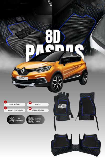 stiloto سجادة أرضية جلدية للسيارة رينو كابتشر (2013-2019) 8D |   حماية كاملة،...