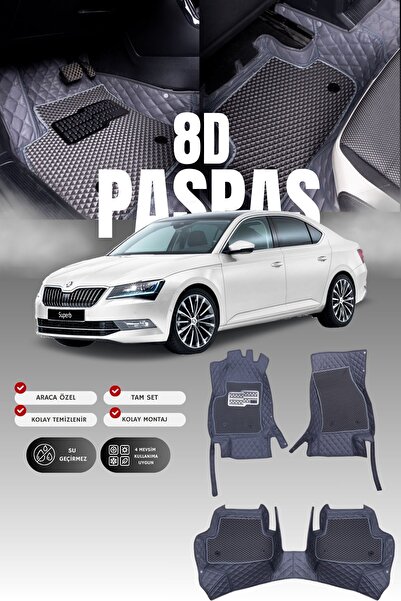 stiloto سجادة أرضية جلدية للسيارة سكودا سوبر-بي (2015-2019) 8D |   حماية كامل...