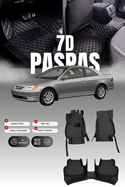 stiloto سجادة أرضية جلدية للسيارة هوندا سيفيك ES (2001-2005) 7D |   حماية كام...