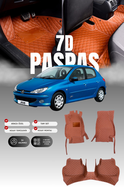 stiloto دواسة سيارة جلدية لبيجو 206 (1998-2010) طراز 7D |   حماية كاملة، قص م...