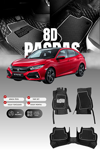 stiloto Honda Civic FC5 (2016-2021) 8D Deri Havuzlu Oto Paspas | Tam Koruma,A...