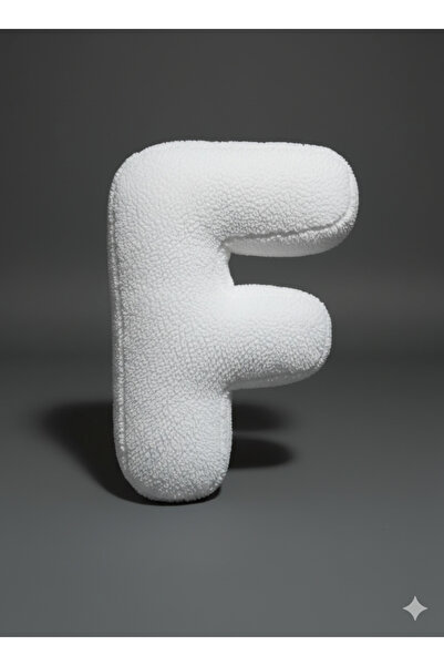 pufftable وسادة على شكل حرف F من القطيفة، وسادة زخرفية، دمية بيضاء، حجم كبير ...