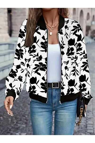 COJIKO Women's Jacket Elite Stylish Print Patterned Zipper and Long Sleeve.