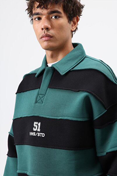 VAMOSCLO Oversized Striped Printed Sweatshirt Nefti