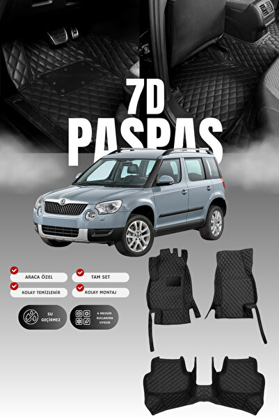 stiloto سجادة أرضية جلدية للسيارة سكودا يتي (2009-2017) بتصميم حوض سباحة 7D |...