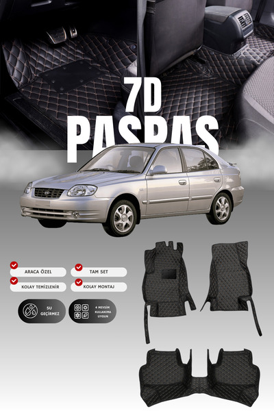 stiloto Hyundai Accent Admire (2003-2006) 7D Deri Havuzlu Oto Paspas | Tam Ko...