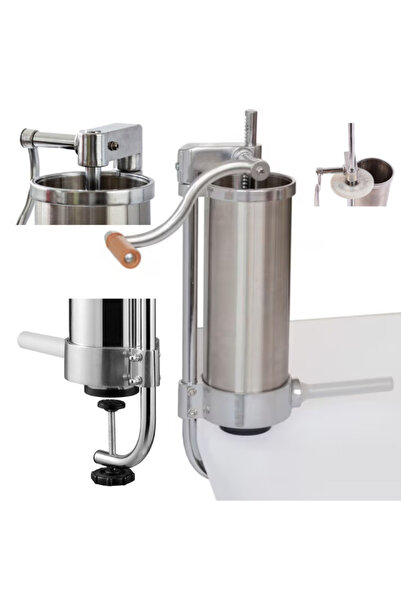 APF ® Manual Sausage Maker 1.25kg – G-Clamp Attachment, 4 Funnels, Stainless Steel