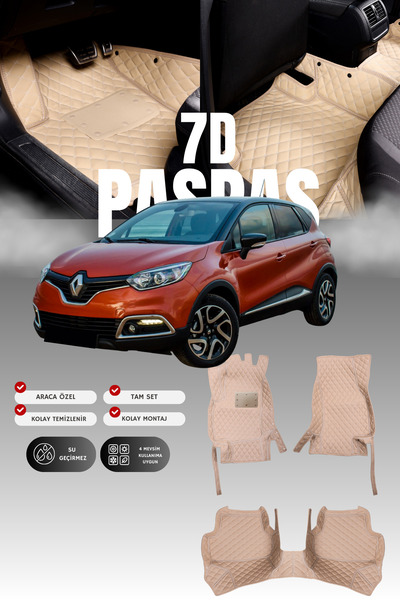 stiloto سجادة أرضية جلدية للسيارة رينو كابتور (2013-2019) 7D |   حماية كاملة،...