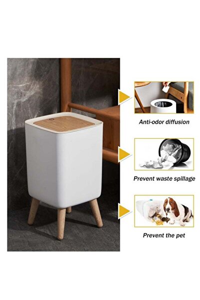 Saharaz Bathroom Trash Cans with Lids,1.8 Gallon Modern Office Trash Can for Near Desk,Living Room, White