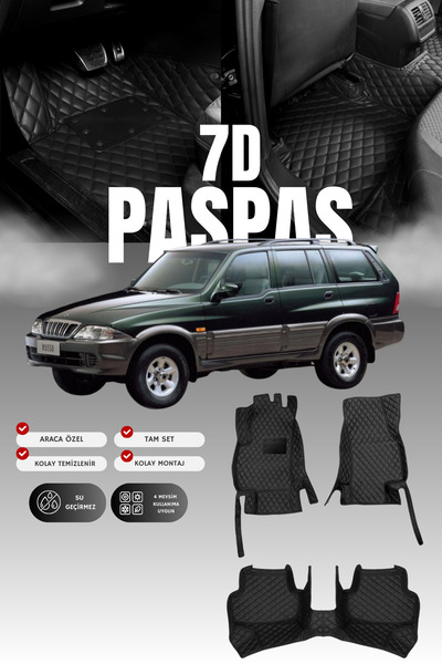 stiloto سجادة أرضية للسيارة من الجلد سباعية الأبعاد لسيارة سانغ يونغ موسو (19...