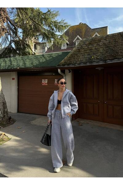 ossons Hooded Tracksuit Set with Zipper Detail