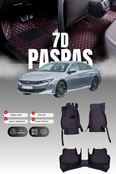 stiloto Peugeot 508 (2019 ve sonrası) 7D Deri Havuzlu Oto Paspas | Tam Koruma...