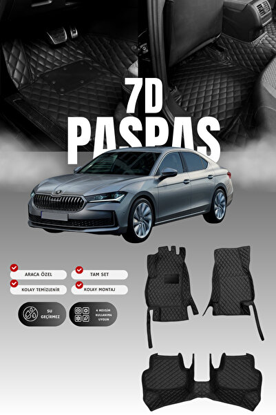 stiloto سجادة أرضية للسيارة من الجلد 7D لسيارة سكودا سوبر-بي الهجينة (2024 وم...
