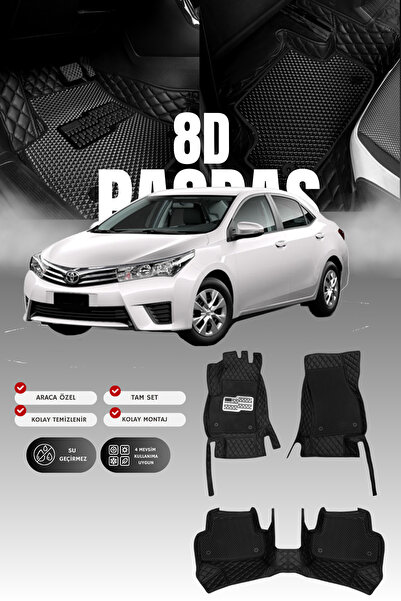 stiloto Toyota Corolla (2013-2016) 8D Deri Havuzlu Oto Paspas | Tam Koruma,Ar...