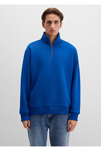 Mavi logo cu fermoar pe jumătate cu imprimeu Loose (fit loose confortabil croială ) swea tricou