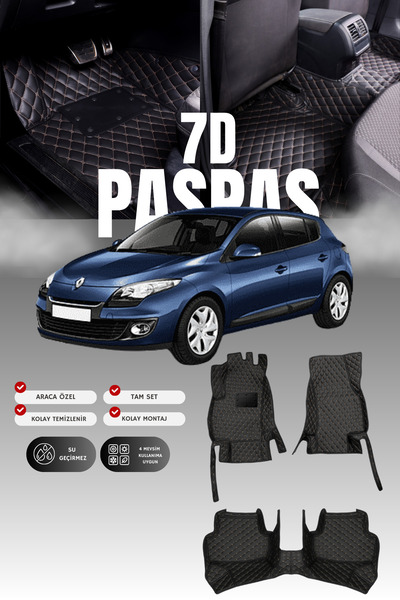 stiloto دواسة سيارة جلدية لرينو ميجان 3 (2009-2016) طراز 7D |   حماية كاملة، ...