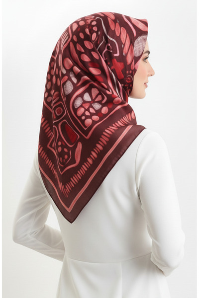 sefamerve Κασκόλ με σχέδιο κεχριμπαρένιο 70326-01 Σκούρο μπορντό