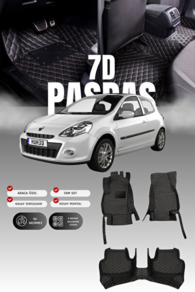 stiloto دواسة سيارة جلدية لرينو كليو 3 هاتشباك (2005-2012) 7D |   حماية كاملة