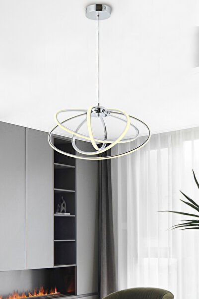 IŞILAY AYDINLATMA Seher Krom 4'lü Sarkıt (3renk Işık) Modern Led Avize Salon ...