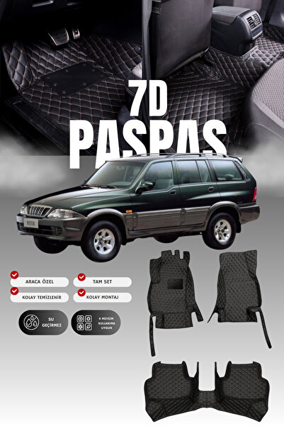 stiloto سجادة أرضية للسيارة من الجلد سباعية الأبعاد لسيارة سانغ يونغ موسو (19...