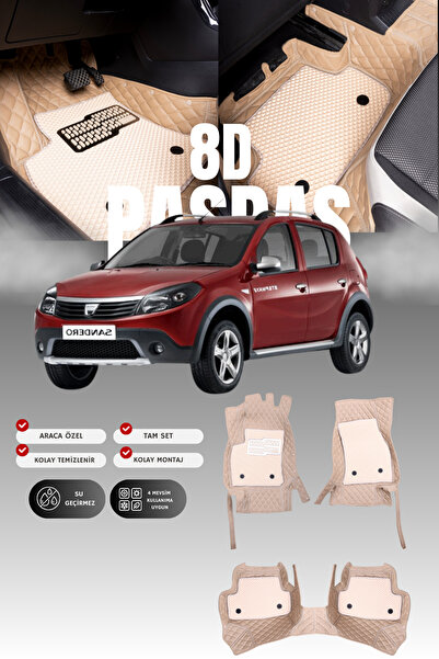 stiloto دواسة سيارة جلدية لداسيا سانديرو (2008-2012) 8D |   حماية كاملة، مخصص...