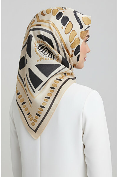 sefamerve Κασκόλ με σχέδιο κεχριμπαρένιο 70326-11 Αφρός μελιού