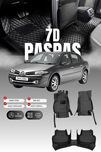 stiloto Renault Megane 2 (2003-2009) 7D Deri Havuzlu Oto Paspas | Tam Koruma,...