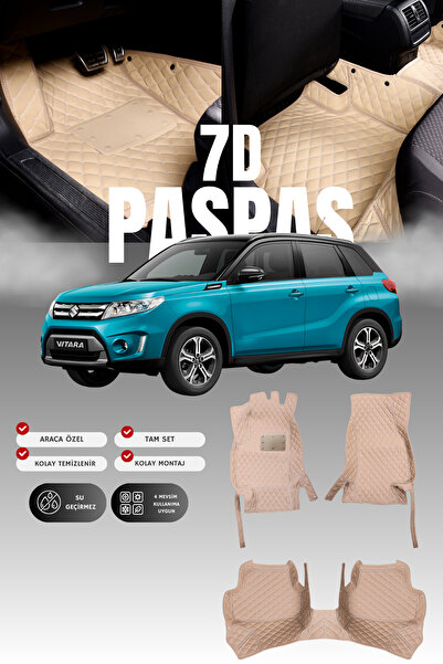 stiloto سجادة أرضية جلدية للسيارة سوزوكي فيتارا (2015-2024) بتصميم 7D |   حما...