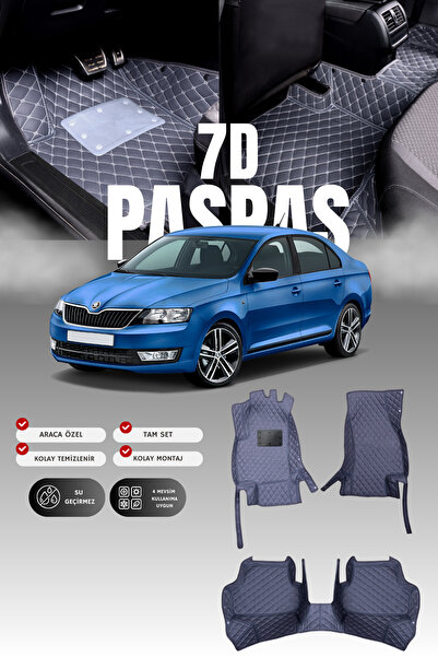 stiloto سجادة أرضية جلدية للسيارة سكودا رابيد (2013-2019) 7D |   حماية كاملة،...