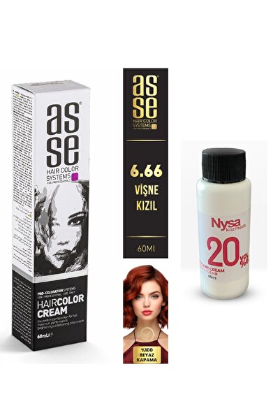 asse 6.66 Şarap Kızıl + Nysa Oksidan Krem 20 Volume (%6) 60 ml