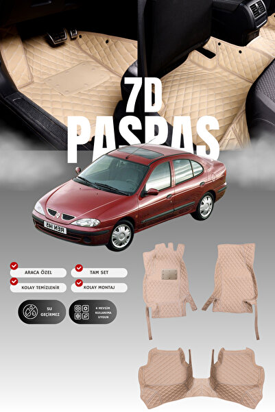 stiloto Renault Megane 1 (1996-2002) 7D Deri Havuzlu Oto Paspas | Tam Koruma,...