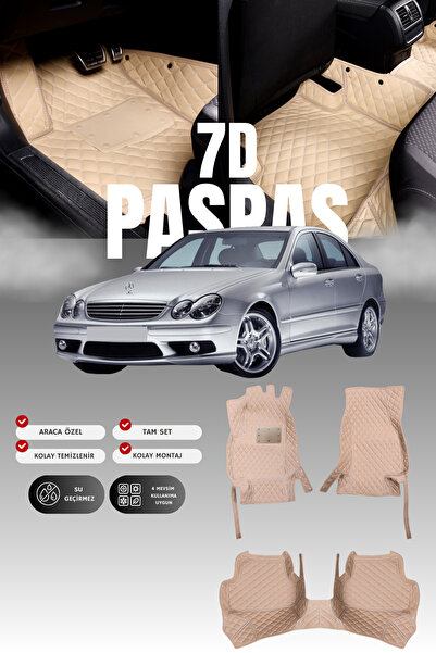 stiloto Mercedes C200 / W203 (2000-2007) 7D Deri Havuzlu Oto Paspas | Tam Kor...