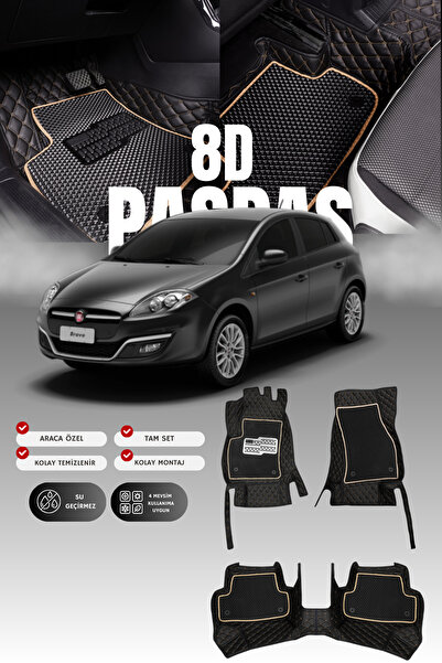 stiloto دواسة سيارة من الجلد لسيارة فيات برافو (2007-2014) 8D |   حماية كاملة...