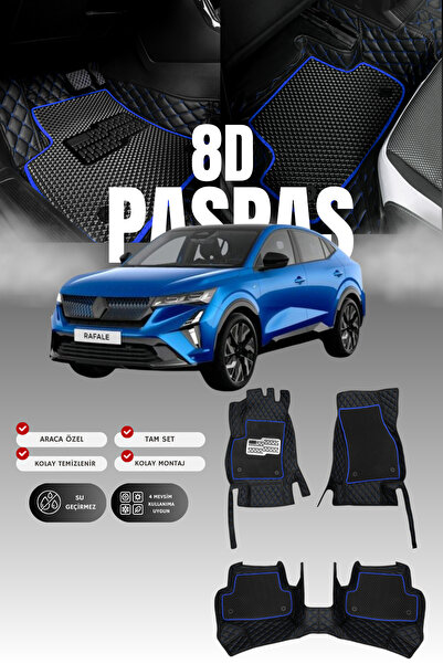 stiloto Renault Rafale (2024 ve sonrası) 8D Deri Havuzlu Oto Paspas | Tam Kor...