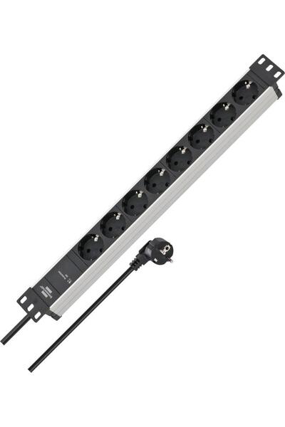 Brennenstuhl Alu-Line Serisi 19" Server Kasası Uyumlu Uzatma Kablosu 9 Soketl...
